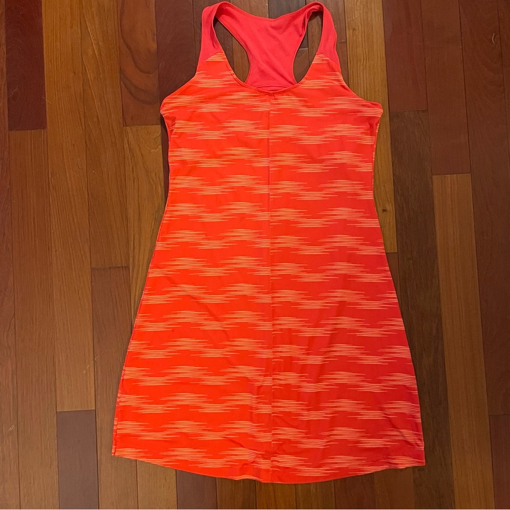 Columbia Sportswear Prima Agua Dress Dress Large Red Orange Stripe - Picture 2 of 7